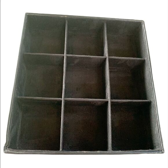 Black leatherette watch jewelry case suede lined 11”x12”x3” 9 compartments 4 DAD - Picture 5 of 8